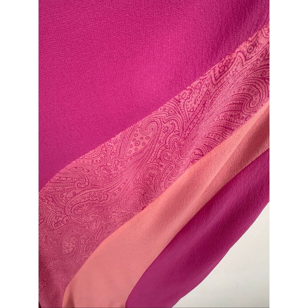 Express Women’s Vintage Y2K Pink Silk One Shoulder Slip Asymmetrical Hem Paisley - Picture 5 of 12